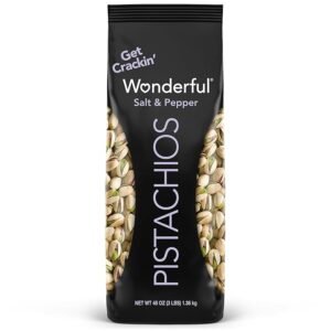 Wonderful Pistachios In Shell, Salt & Pepper Flavored Nuts, 48 Ounce Bag, Protein Snacks, Gluten Free, Healthy Snacks for Adults