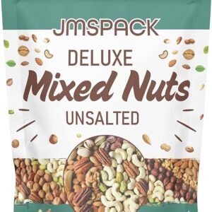 JMSPACK - Deluxe Mixed Nuts, Almonds, Cashews, Pecans, Pistachios, Snacks for Adults, Made Unsalted, Trail Mix, Nut Mix, Mixed Nuts Unsalted, Nuts Mix 16 Ounces