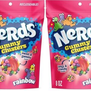 Nerds Gummy Clusters Candy, Rainbow, 8 Ounce | Resealable Bag | Pack of 2