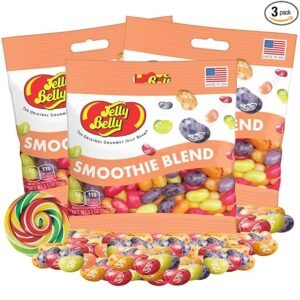 Needzo Smoothie Blend Jelly Bean Mix, Grab and Go Fruity Snacks for Movie Nights, Party Favors, and More, Candy Swirl Accessory Included, 3 Pack, 3.5 Ounces