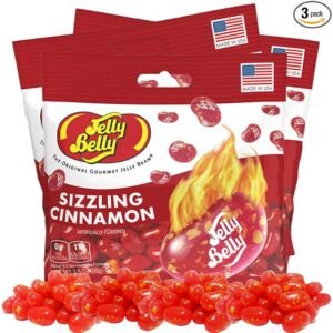 Needzo Sizzling Cinnamon Jelly Beans, Hot and Spicy Gourmet Chewy Candy, Bulk Shareable Candy, 3.5 Ounces, Pack of 3