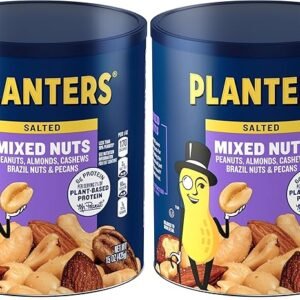 Planters Mixed Nuts (15 oz Canister) - Variety Mixed Nuts with Less Than 50% Peanuts with Peanuts, Almonds, Cashews, Hazelnuts & Pecans (Pack of 2)