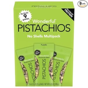 Wonderful Pistachios No Shells, Roasted & Salted Nuts, 0.75 Ounce Bag (Pack of 9), Protein Snacks, Gluten Free, On-the-Go, Individually Wrapped Snacks