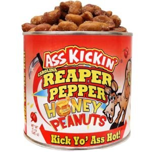 ASS KICKIN’ Carolina Reaper Spicy Hot Peanuts – 12oz - Ultimate Spicy Gourmet Gift Peanuts - Try if you dare!